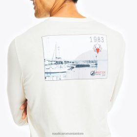 Nautica Romania Store | Nautica tricou grafic cu mânecă lungă realizat în mod durabil ZZ2JN217 crema de vele bărbați