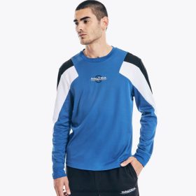 Nautica Romania Store | Nautica tricou grafic cu mânecă lungă realizat în mod sustenabil pentru competiție ZZ2JN203 cobalt strălucitor bărbați