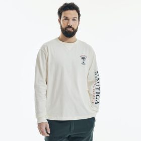 Nautica Romania Store | Nautica tricou grafic cu maneca lunga ZZ2JN591 capac alb bărbați