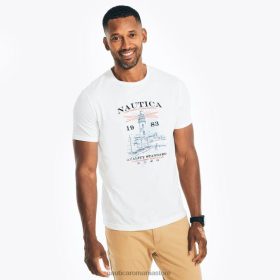 Nautica Romania Store | Nautica tricou grafic far realizat în mod durabil ZZ2JN95 alb strălucitor bărbați