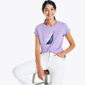 Nautica Romania Store | Nautica tricou grafic j-class cu sclipici cu logo ZZ2JN1029 violeta oceanului femeilor