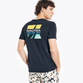 Nautica Romania Store | Nautica tricou grafic mare și înalt realizat în mod sustenabil pentru navigație 1983 ZZ2JN477 marina bărbați