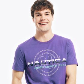 Nautica Romania Store | Nautica tricou grafic pentru echipa de navigație realizat în mod sustenabil pentru competiție ZZ2JN389 dig violet heather bărbați