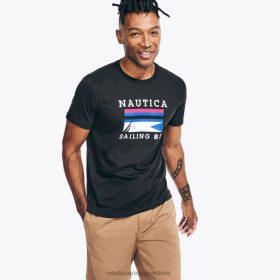 Nautica Romania Store | Nautica tricou grafic pentru navigație realizat în mod durabil ZZ2JN369 negru adevărat bărbați