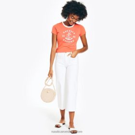 Nautica Romania Store | Nautica tricou grafic pentru navigație, realizat în mod durabil ZZ2JN955 roșie femeilor