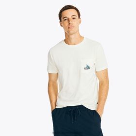 Nautica Romania Store | Nautica tricou grafic pentru pescuit realizat în mod sustenabil ZZ2JN133 crema de vele bărbați
