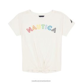 Nautica Romania Store | Nautica tricou pentru fete cu cravată în față (7-16) ZZ2JN1515 spalat alb antic