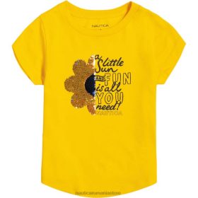 Nautica Romania Store | Nautica tricou pentru fetițe cu flori cu valuri de vânt (4-6x) ZZ2JN1409 aur imperiului