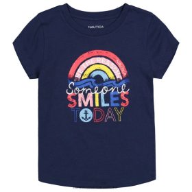 Nautica Romania Store | Nautica tricou zâmbet astăzi pentru fete mici (2t-4t) ZZ2JN1399 marina