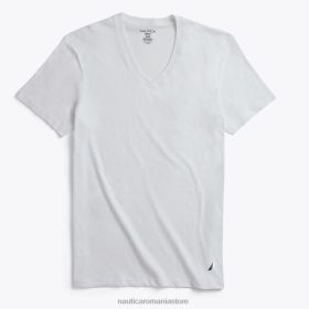 Nautica Romania Store | Nautica tricouri cu decolteu în V pachet de 5 ZZ2JN117 spalat alb antic bărbați