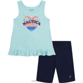 Nautica Romania Store | Nautica tunică pentru fete mici 2 buc set scurt pentru bicicletă (2t-4t) ZZ2JN1487 amiral albastru